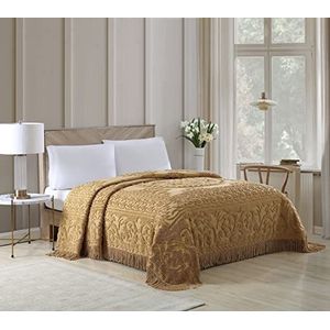 Beatrice Home Fashions Medaillon Chenille Sprei, Koning, Goud
