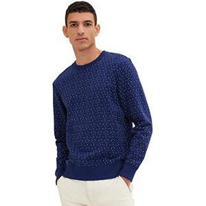 TOM TAILOR Uomini Sweatshirt 1035522, 31265 - Dark Blue Multicolor Design, M