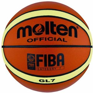 Molten Basketbal van generfd leer, FIBA-gecertificeerd oranje maat 6