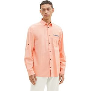 TOM TAILOR Heren 1036237 hemd, 31850-Orange White Chambray, M, 31850 - Oranje Wit Chambray, M
