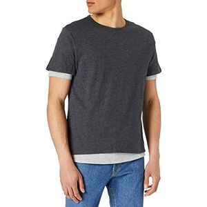 Urban Classics Heren Full Double Layered Tee T-shirt, meerkleurig (Charcoal/Grey 02057), S