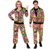 Widmann Peace & Love Hippiekostuum, neon, Flower Power, jaren 80-outfit, joggingpak, badknoop-outfit, carnavalskostuums