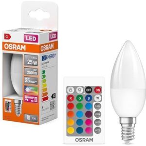 OSRAM LED lamp | Lampvoet: E14 | Warm wit | 2700 K | 4,50 W | mat | LED Retrofit RGBW lamps with remote control [Energie-efficiëntieklasse A] | 4 stuks