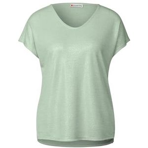 Street One Glanzend damesshirt met V-hals, Soft Jade Green, 44