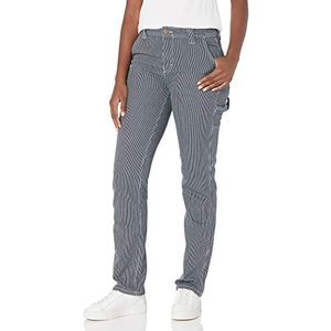 Dickies Women's Relaxed Straight Carpenter Pant, Rinsed Hickory Stripe, 8