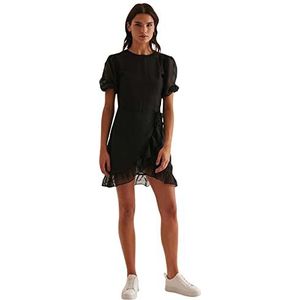 NA-KD Mini-jurk met ruches voor dames, casual, Zwart, 38
