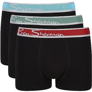 Ben Sherman Boxershorts voor heren in zwart, zachte katoenen boxershorts met contrasterende elastische band, comfortabel en ademend ondergoed - multipack van 3 stuks, Zwart, XL