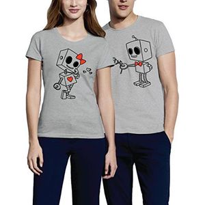 VIVAMAKE Robots couple funny tshirts heren en dames leuke verjaardags cadeaus valentijnscadeau en kerstcadeaus (1 eenheid)