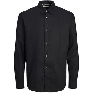 JACK & JONES Heren Jprcclawrence Linnen Shirt L/S Sn Shirt met lange mouwen, zwart onyx/pasvorm: relaxed fit, L