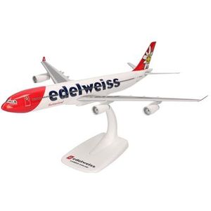 herpa Snap-Fit Modelvliegtuig Edelweiss Air Airbus A340-300 - HB-JMC ""Flumserberg"" miniatuur op schaal 1:200, verzamelobject, model met standaard, kunststof