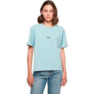 Miss Tee Dames T-shirt Angel Tee, casual T-shirt met opdruk, relaxed fit, katoen, maten XS - 5XL, oceaanblauw, 4XL