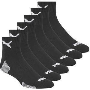 PUMA Heren 6 Pack Extended Size Quarter Crew Socks, zwart/wit, 13-15