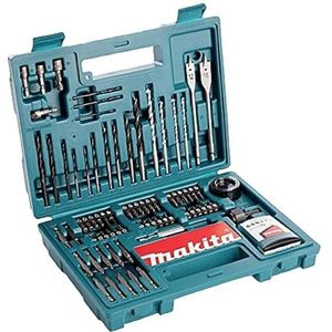 Makita B-53811 Bit & Boorset 100-delig met bithouder in kunststof koffer, hout