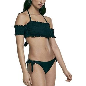 Urban Classics Dames bikini met vrije schouders, tweedelig badpak dames smoked bikiniset verkrijgbaar in 2 kleuren, maten XS - XL, zwart (Black 00007), S