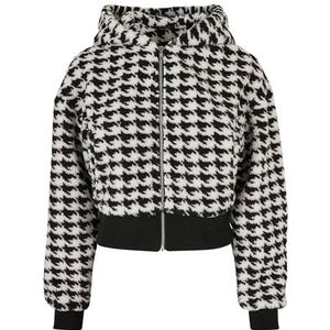 Urban Classics AOP Sherpa oversized korte jas voor dames, Zwart, XXL