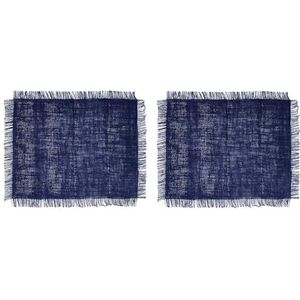 Mikasa Jute placemats, set van 2, blauwe rechthoekige placemats voor rustieke eettafels, 35 x 45 cm, antislip placemats, natuurlijk ontwerp