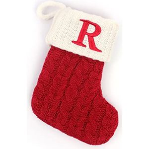 SUPERIXO Kerstkousen, kabel gebreide kousen geschenken snoep zakken rode kerstvakantie kousen letter R