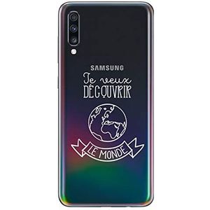 Zokko Beschermhoes voor Samsung A70, motief Elk Veux decover Le Monde - zacht, transparant, inkt wit