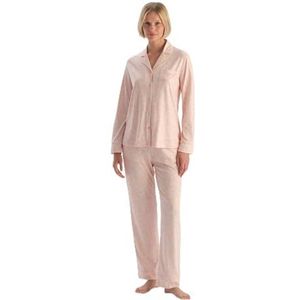 Dagi Dames Light Salmon Leopard Print Shirt en Broek Pyjama Set, 2XL, Light Salmon, XXL