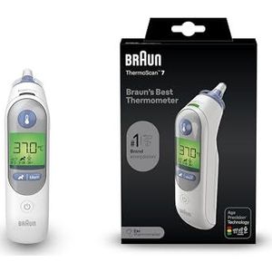 Braun ThermoScan 7 Oorthermometer | Age Precision-technologie | Digitaal display met kleurcodering | Prettig voor baby's en kinderen | Merk #1 bij artsen(1)