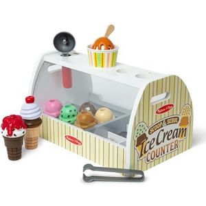 Melissa & Doug Houten Ijscorner, Montessori Speelgoed, Baby speelgoed, Houten Speelgoed, Fantasiespel, Speel Eten ijs speelgoed, Speelgoed 3 4 5 jaar, Cadeau voor jongens en meisjes