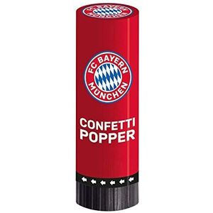 Amscan 9906519 FC Bayern München confetti-popper, 2 stuks, afmetingen 4,4 x 15,2 cm, kleur: blauw, wit en rood, de partypopper is perfect voor het feest bij de fanclub of het voetbalthemafeest.
