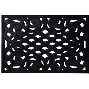 Nicoman Decoratieve Outdoor Deurmat Trap Mats, Heavy Duty & Dirt Trapper Veranda, Rubber Skid Proof (Medium 75x44cm) Zwart-vet