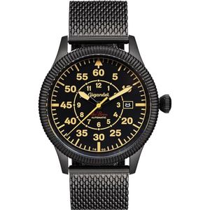 Gigandet Heren analoog Japans automatisch uurwerk horloge met roestvrij stalen armband VNAG8/011, zwart