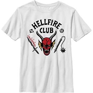 Stranger Things Hellfire Club T-shirt met korte mouwen voor kinderen, uniseks, wit, One size