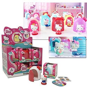 Sbabam Hello Kitty Cuty Cuty, spelletjes voor meisjes aan de krantenkiosk, speelgoed met stickers en Gagdet originele accessoires, speelfiguren met huis en stickers, verpakking van 3 figuren,