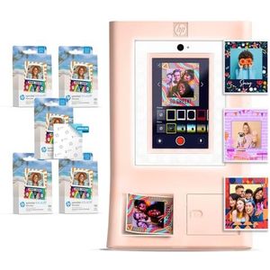 HP Sprocket Fotobooth Machine Instant Kleur Foto Printer Roze PAPIER Bundel + Zink 3,5 x 4,25” Zink Zelfklevend Foto Papier 500 Vellen, Pink, 500 Pack Paper