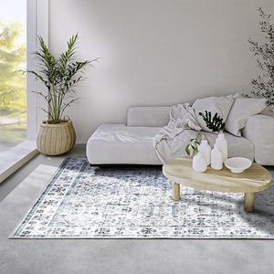 Elle Decoration Saveh tapijt, klassiek antislip vintage design, laagpolig tapijt voor slaapkamer, eetkamer, woonkamer, hal, keuken, crèmeblauw, 160 x 230 cm