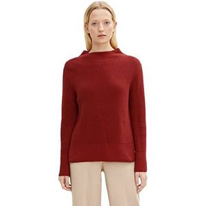 TOM TAILOR Dames Basic gebreide trui met opstaande kraag van katoen 1034461, 27470 - Dark Maroon Red, 3XL