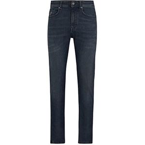 BOSS Heren Taber Zip BC-P-1 Donkerblauwe Tapered-Fit Jeans van bijzonder elastisch denim, blauw, 33W / 34L