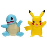 POKEMON PKW3586 First Partner 2 Pack-2-Inch Squirtle en Pikachu Battle Figures met authentieke details, meerkleurig