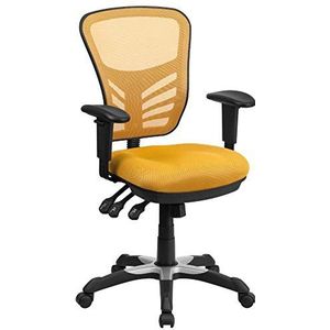 Flash Furniture Mid-back geeloranje mesh multifunctionele uitvoerende draaibare ergonomische bureaustoel met verstelbare armen