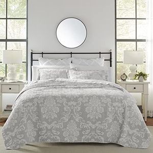 Laura Ashley Heirloom Crochet Grey Quilt Set