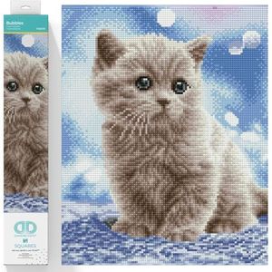 DIAMOND DOTZ DQ8.020 - Originele 5D Diamond Painting Squares Set Kat Bubbles, creatieve set met 16.641 vierkante diamant mozaïekstenen, schilderset ca. 34,5 x 34,5 cm voor volwassenen en kinderen