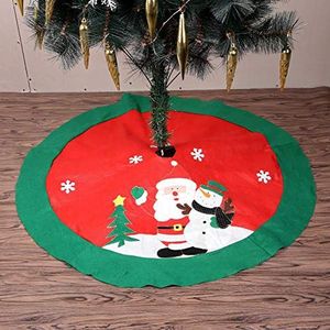 Kerstboom Rok Xmas Decoratie Vilt Boom Mat Base Cover Kerstman Sneeuwpop Patroon Rood Kerstvakantie Party Decor (100cm)