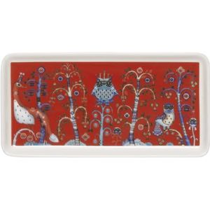 Iittala Bord rechthoek Taika uit vitroporselein, kleur: wit en rood, afmetingen: 12,3x12,2x1,9 cm, 1072380