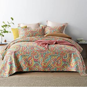 ENASAL Katoenen sprei dekbedovertreksets, omkeerbaar beddengoed, dekbedsets dekbed, bloemen paisley sprei (prachtig, kingsize maat)