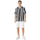 Koton Herenshirt met korte mouwen, klassiek, Black Stripe (9s9), L