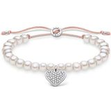 Thomas Sabo Armband witte parels met hart pavé, 925 sterling zilver, 13-20 cm lengte