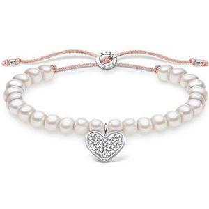 Thomas Sabo Armband witte parels met hart pavé, 925 sterling zilver, 13-20 cm lengte