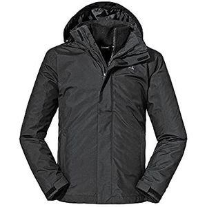 Schöffel Partinello M 3-in-1 herenjack, wind- en waterdichte winterjas met apart te gebruiken fleecejack, comfortabele regenjas met verstelbare capuchon, zwart, maat 66