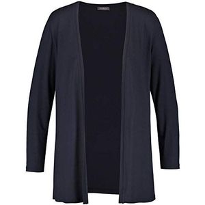 Samoon Open shirtjas voor dames, lange mouwen, effen kleuren, Donkerblauw, 42