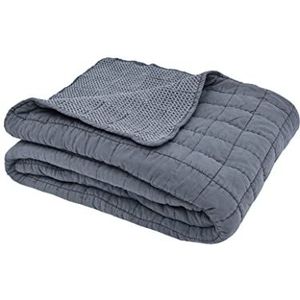 Sleepdown Gewatteerde wafel gooien over slaapbank super zacht warm gezellig luxe deken bed sprei - denim blauw - 200cm x 150cm