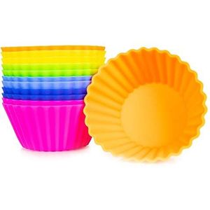 PhoneNatic - 12x XXL cupcake-vormpjes in 6 verschillende kleuren - siliconen grote muffinvormen bakvorm, 9 cm