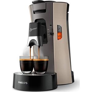 Philips Senseo Select Koffiepadapparaat - 3 Koffievariaties (Mild, Sterk of Krachtige Espresso) - Zet 1 of 2 Kopjes Tegelijk - 0.9 Liter Waterreservoir - Verstelbare tuit - Eco - Nougat - CSA240/30