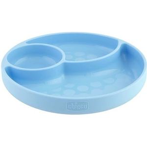 Chicco - Easy Menu - Siliconen Bord met Vakken en Zuignap voor Baby´s - Magnetron- en Vaatwasmachinebestendig - BPA-Vrij - 12+ Maanden - Blauw